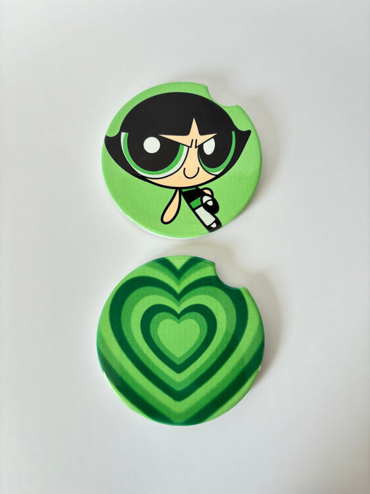 Green Puff Car Coasters